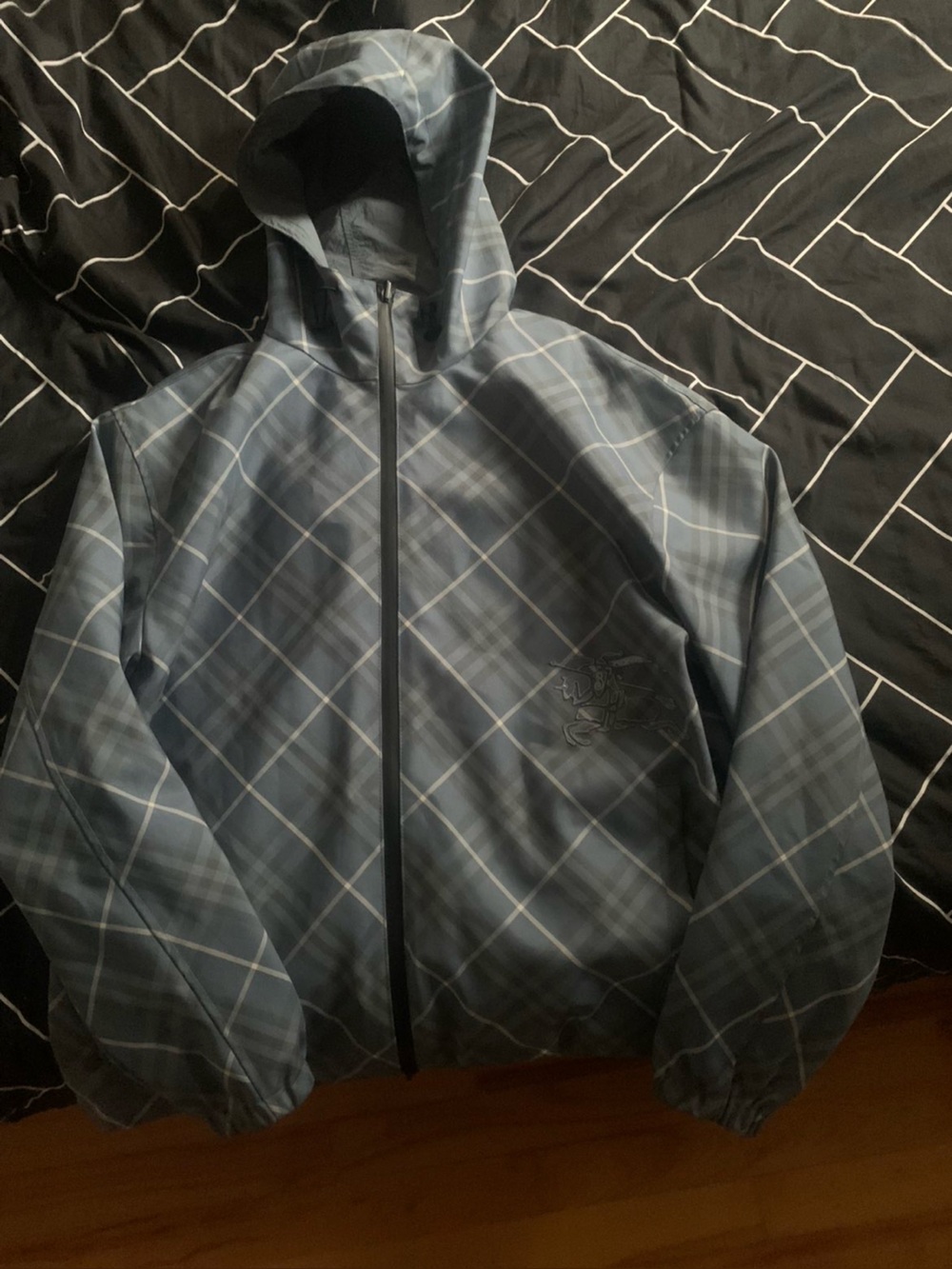 Burberry Blue Plaid Windbreaker Jacket